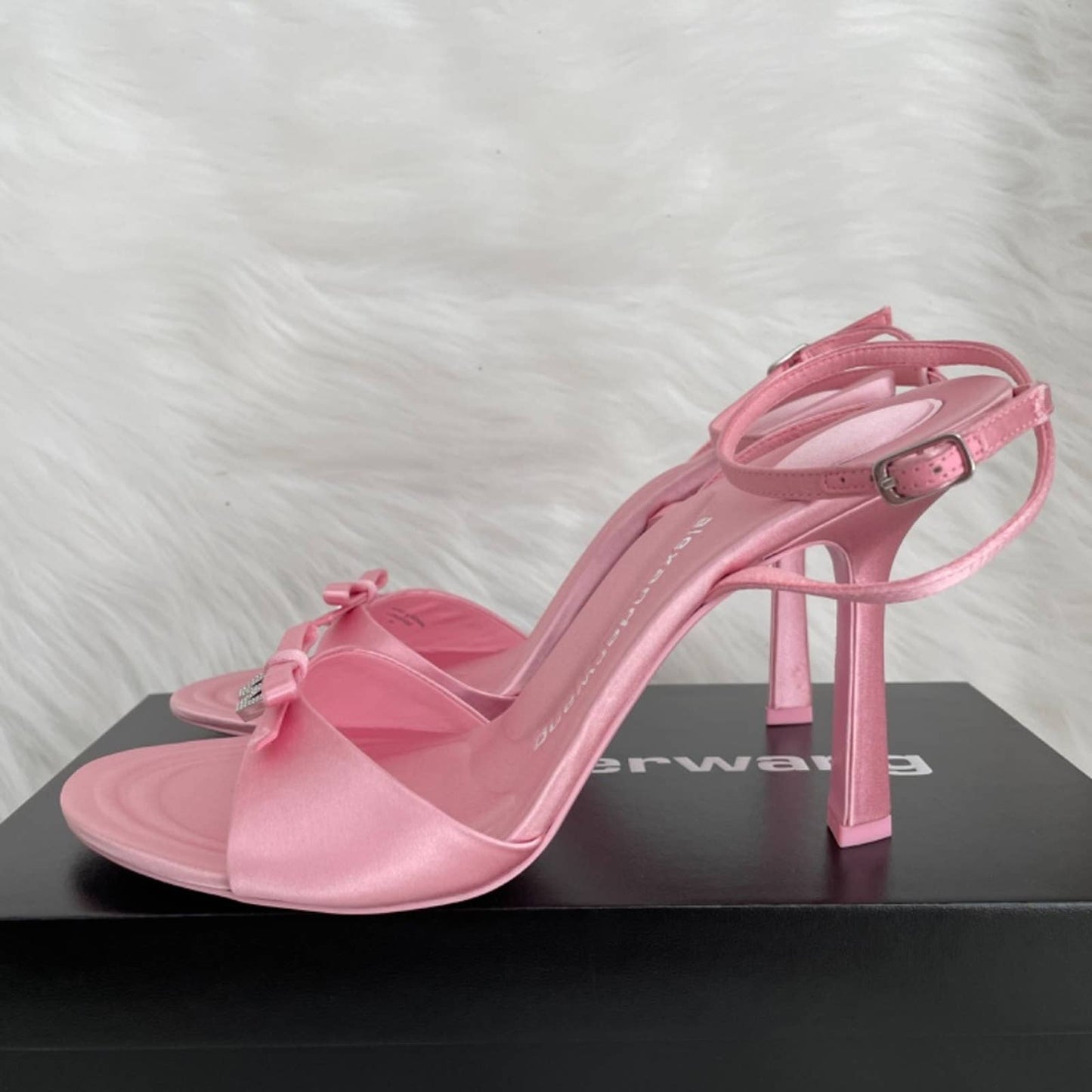 Alexander Wang Dahlia 105 Bow Heeled Sandal in Prism Pink Satin Heels 41 / 11