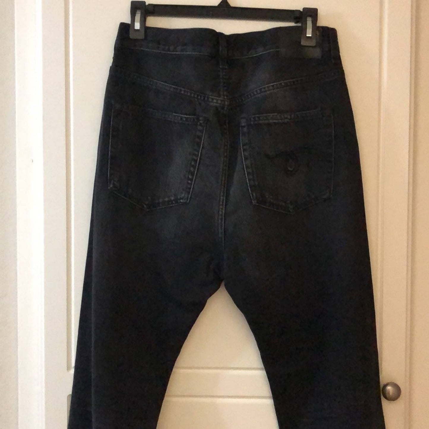 NEW R13 Izzy Drop Jean in Jake Black Dark Denim Straight Leg Boyfriend Baggy