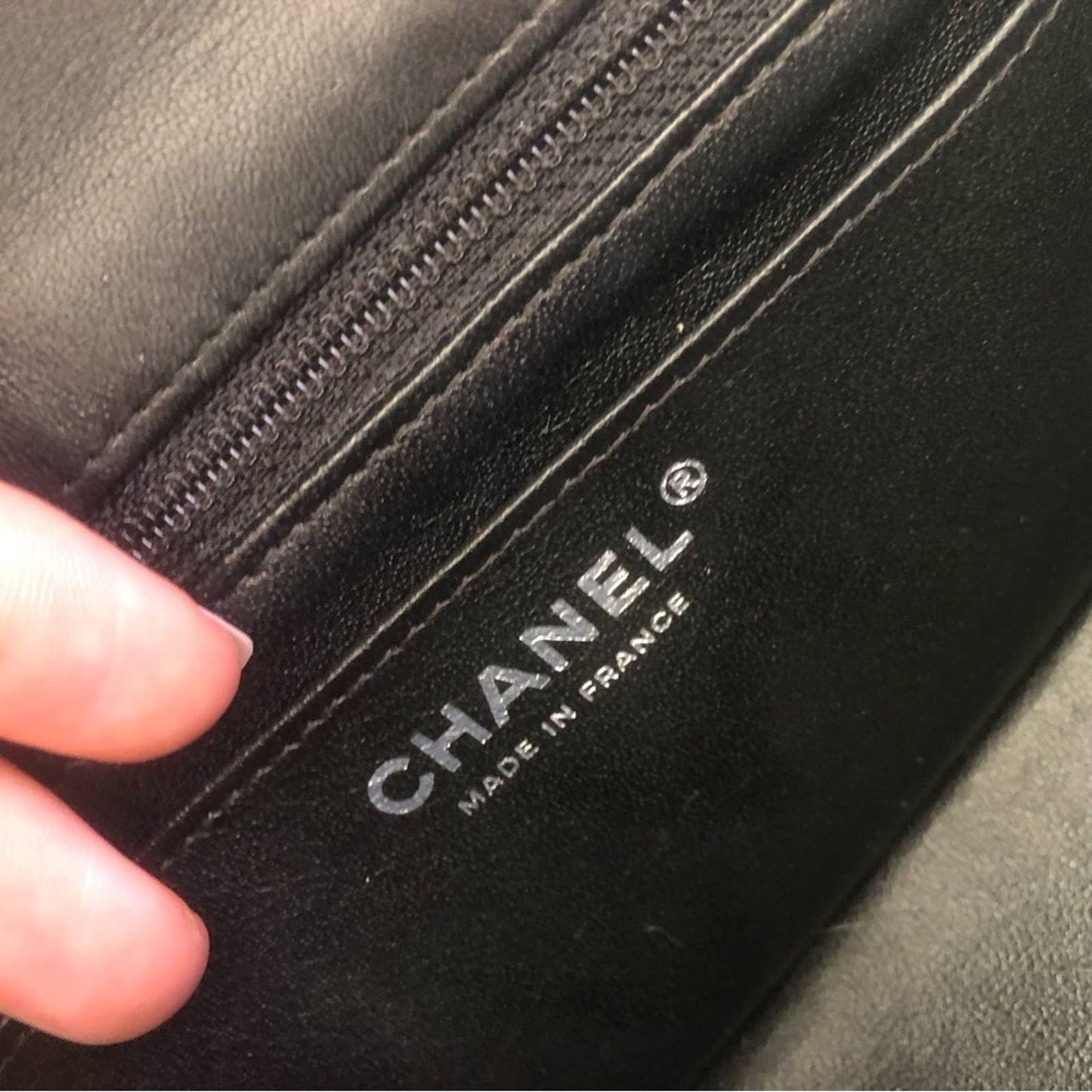 Chanel Mini Rectangle Classic Flap Bag in Black Lambskin + Silver Hardware Chain