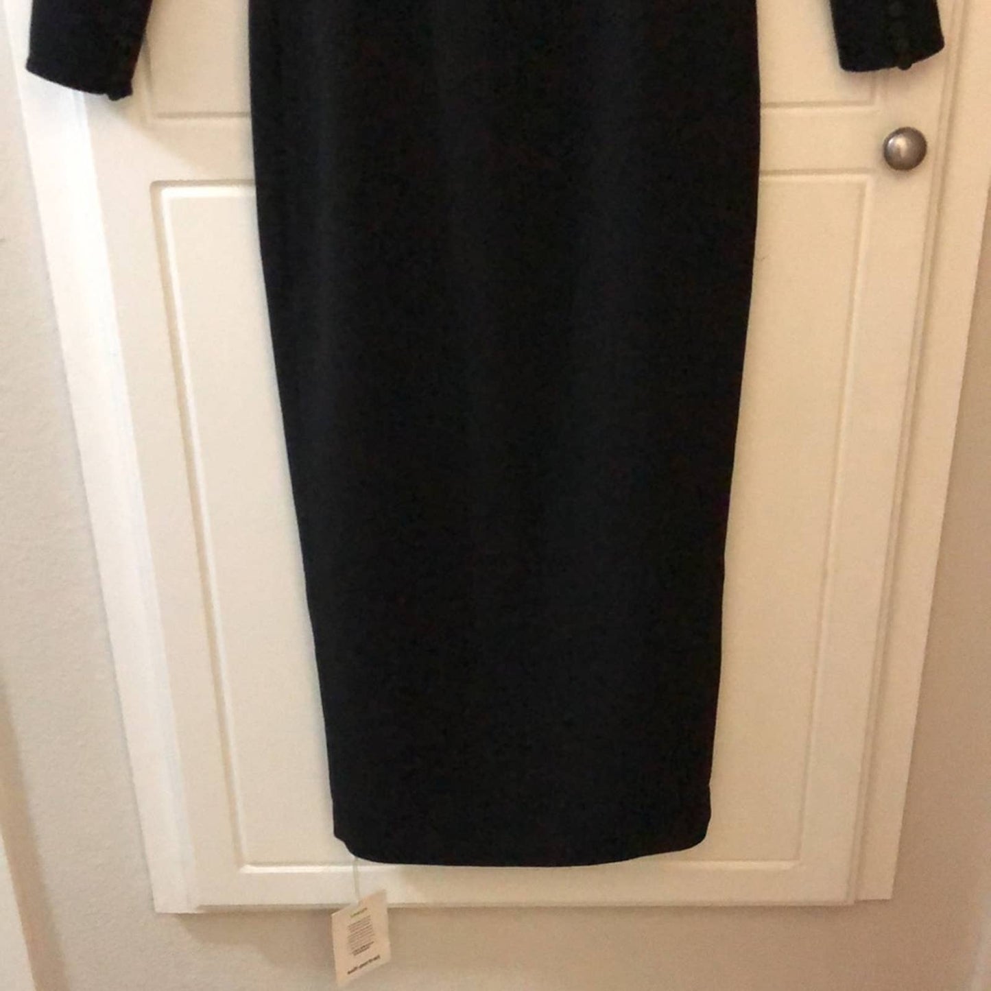 NEW self-portrait Off Shoulder Heavy Crepe Midi Dress in Black Long Sleeve 2