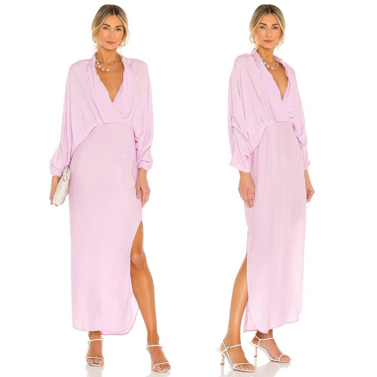 NEW SWF Sunset Maxi Dress in Resurrection Light Purple Pink Long Sleeve Medium M