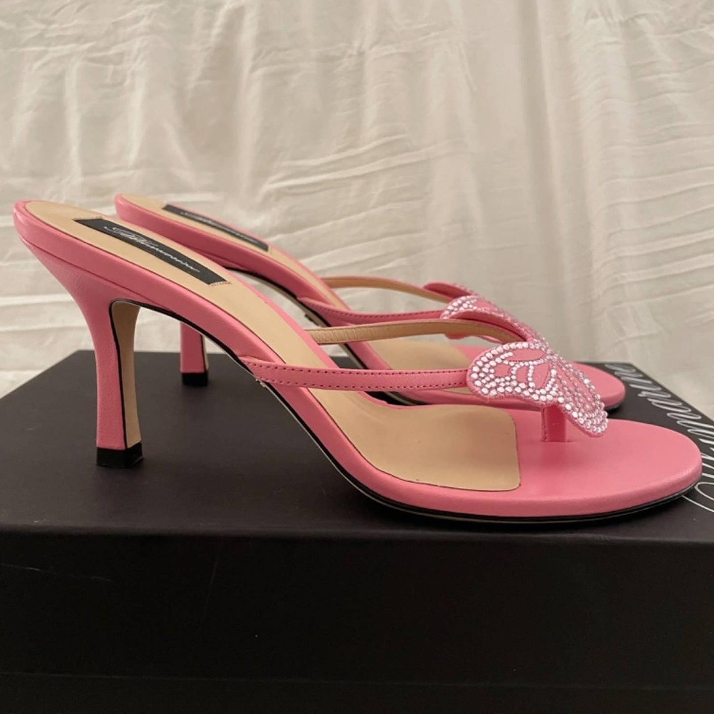 Blumarine Butterfly Heeled Sandals in Pink Thong Flip Flop Mule Sandals 39 / 9