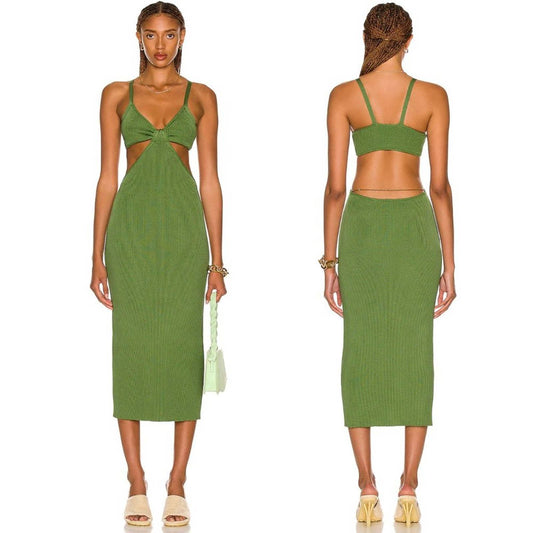 NEW Cult Gaia Serita Knit Dress in Basil Green Midi Maxi - Medium M