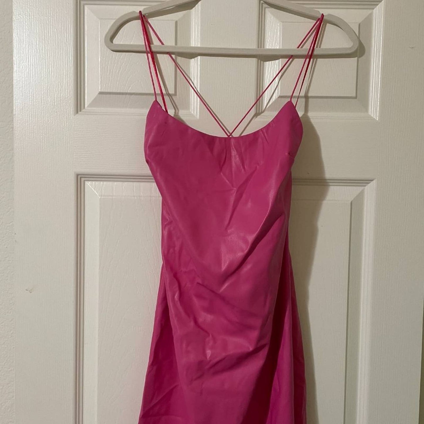 NEW Bardot Helena Faux Leather Midi Dress in Hot Pink 6 Medium