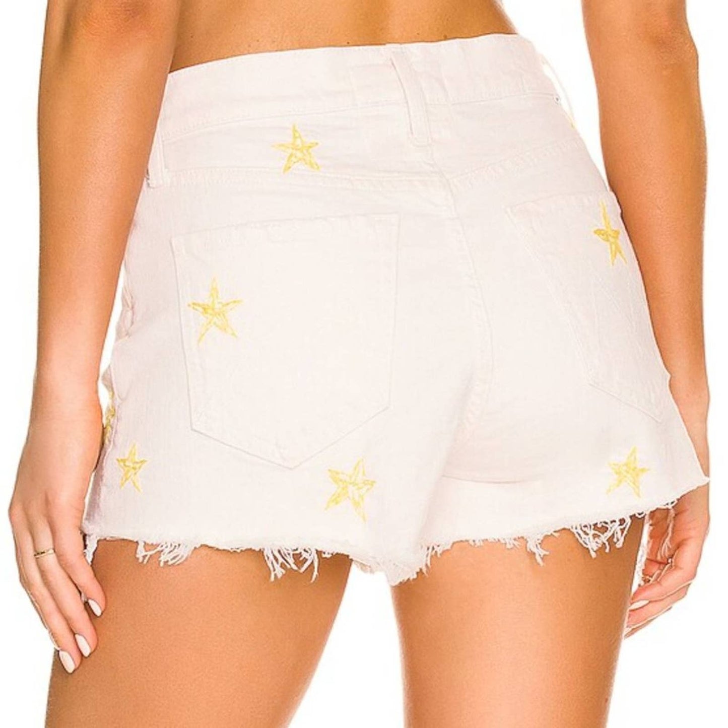 NEW MOTHER 27 The Tomcat Kick Fray Short Shoot for The Stars White Cotton Denim