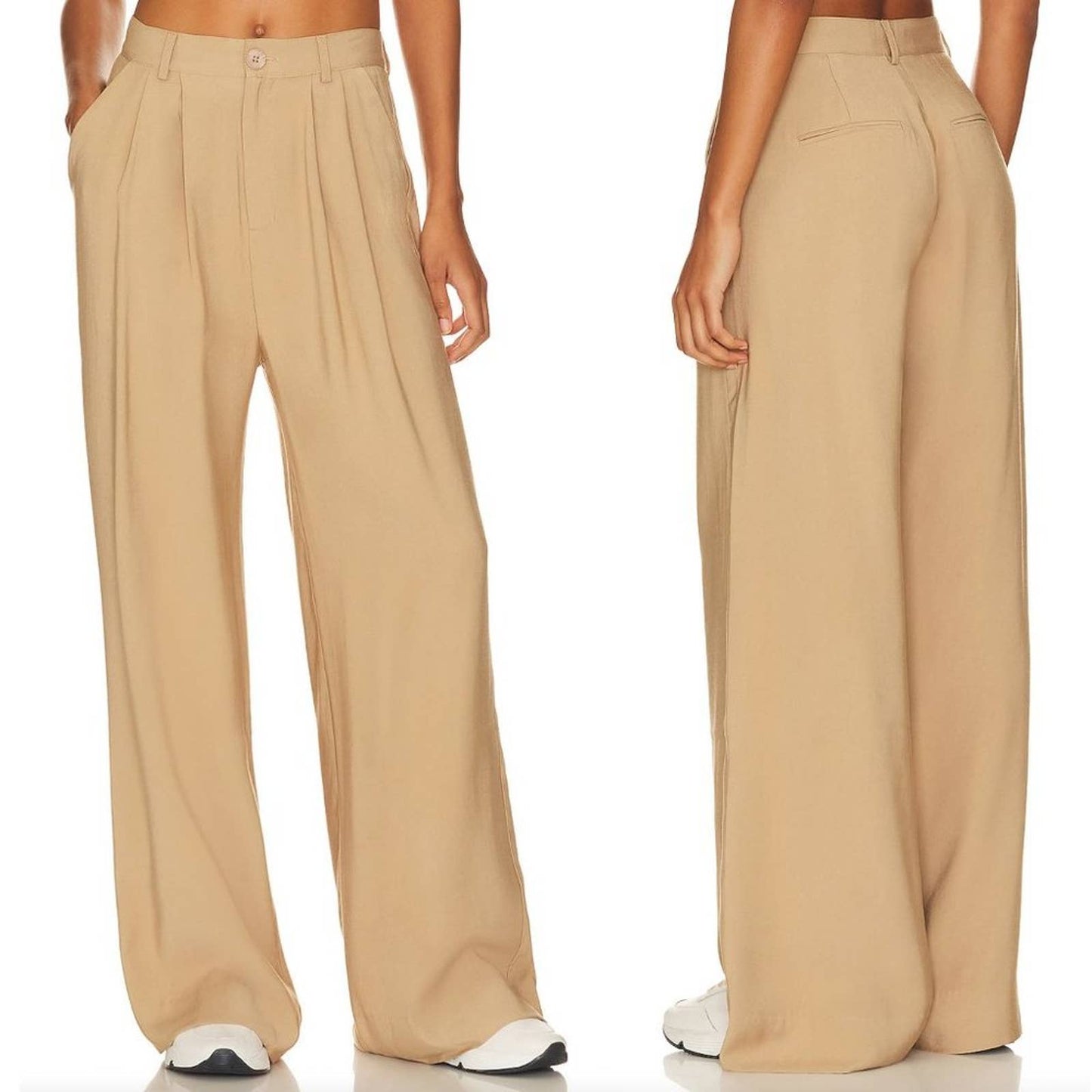 NEW NONchalant Label Fabi Wide Leg Pant in Camel Tan High Waist Trouser Small S