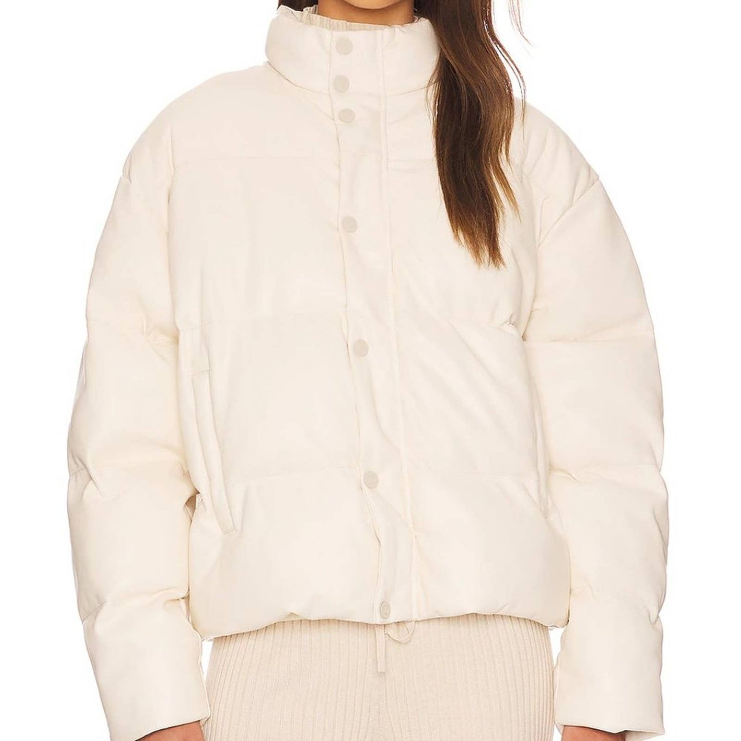 MOTHER The Drop Pillow Talk Puffer Coat Drunk In Love Cream White Jacket Small S