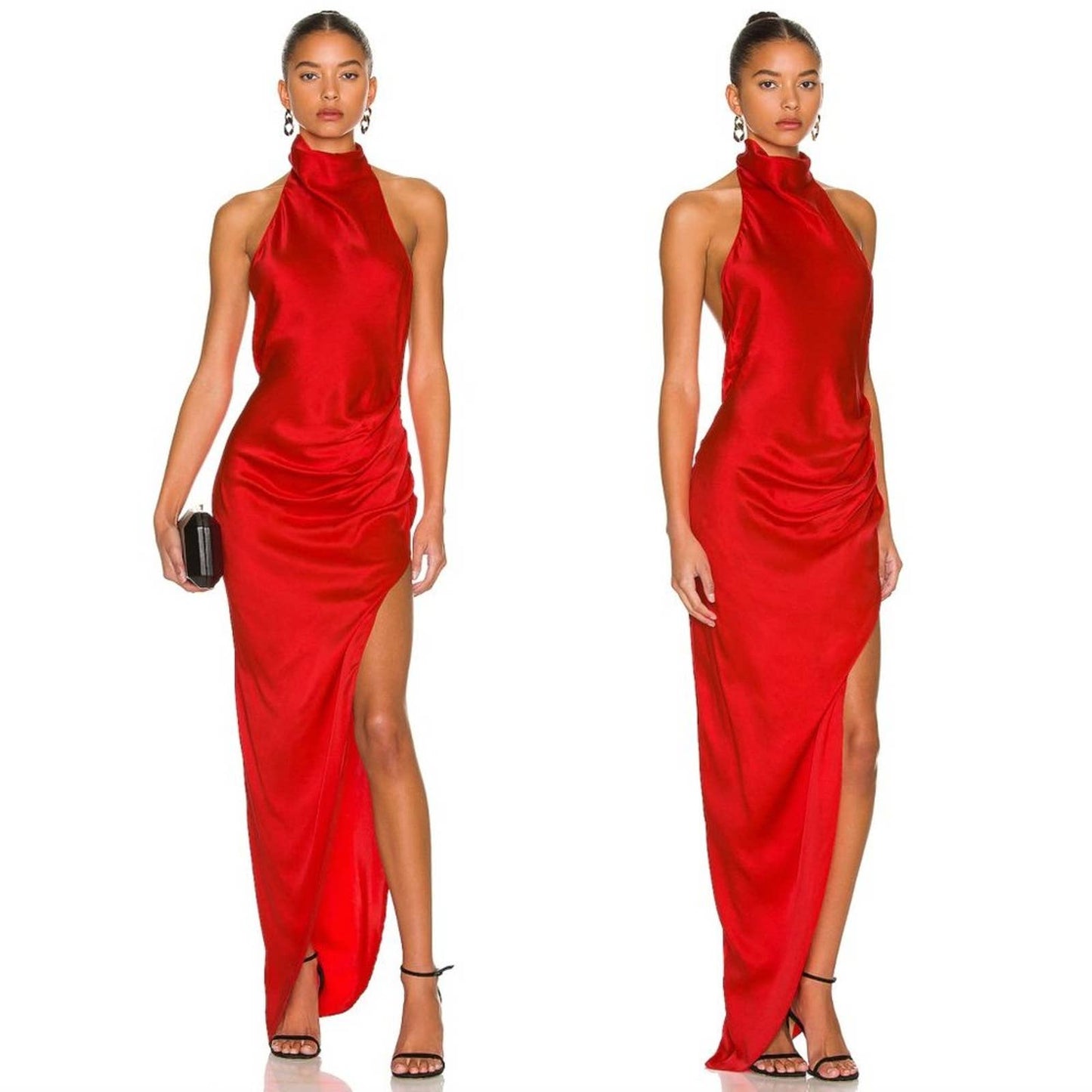 NEW Amanda Uprichard X REVOLVE Samba Gown Candy Apple Red Silk Maxi Dress MEDIUM