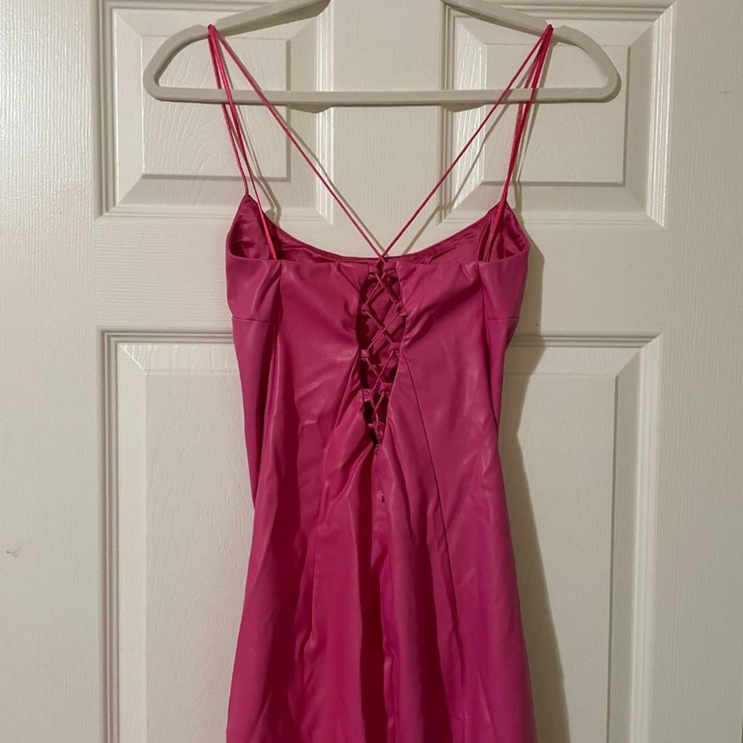 NEW Bardot Helena Faux Leather Midi Dress in Hot Pink 6 Medium