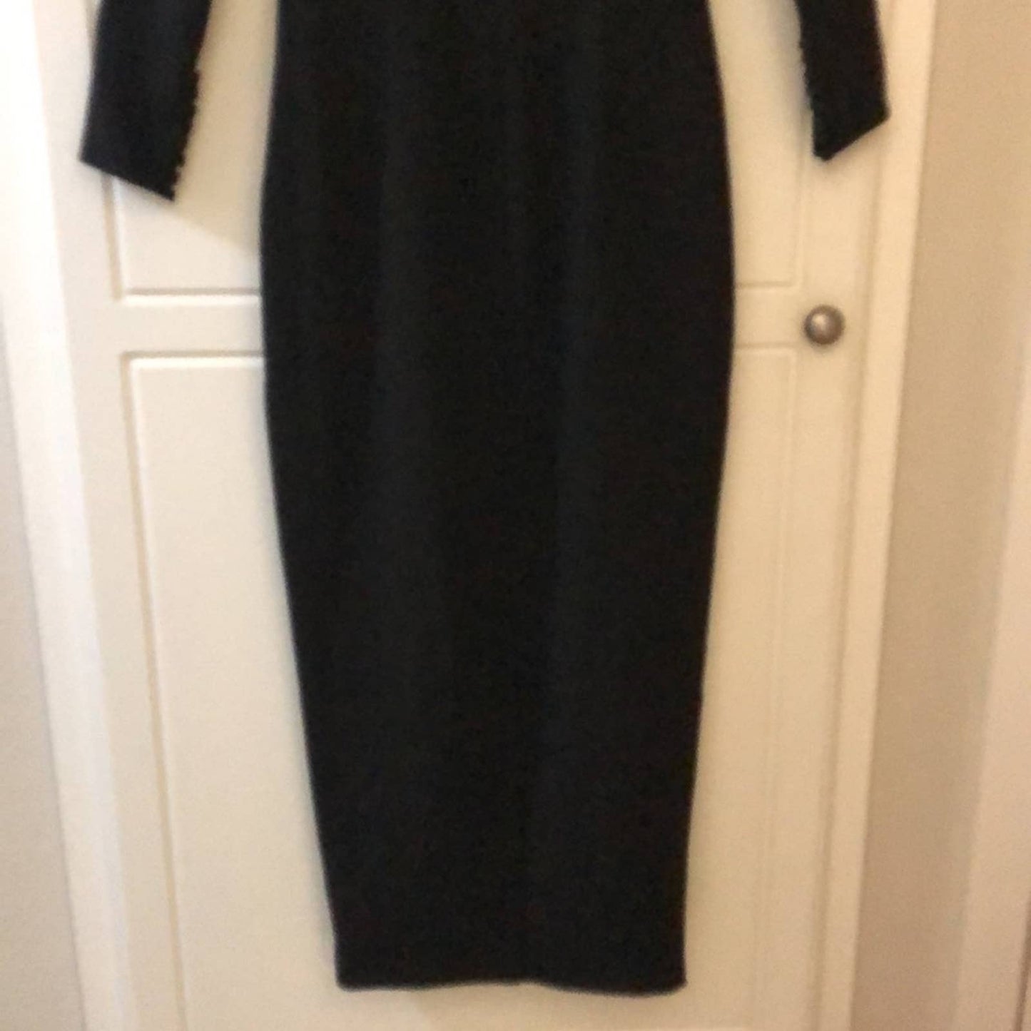 NWD self-portrait Off Shoulder Heavy Crepe Midi Dress in Black Long Sleeve 0 XS