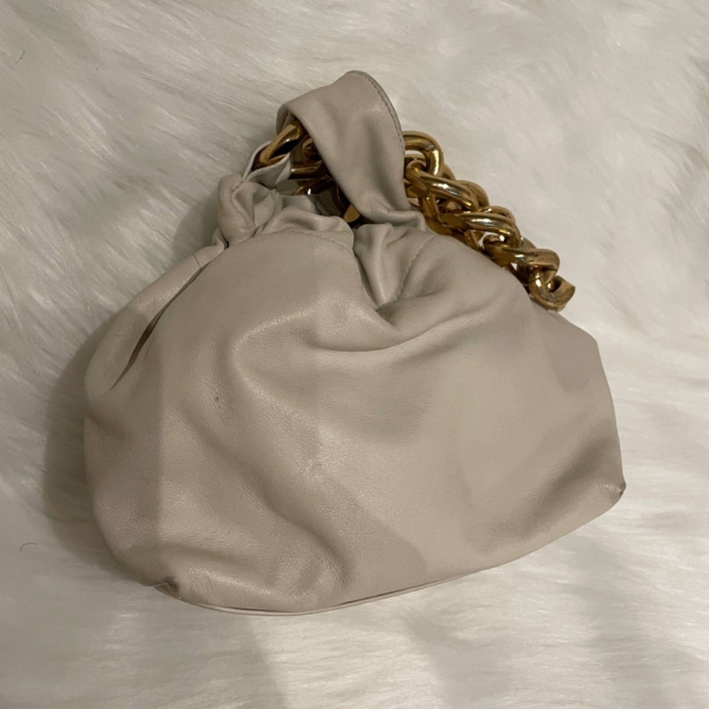 DeMellier London Santa Monica Chain Bag in Off White Leather Beige Nude Mini