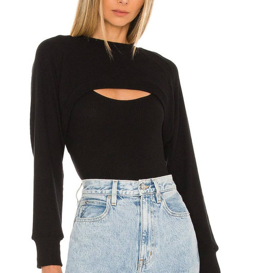 NEW LNA Sweater Rib Shrug in Black - XS XSmall X Small - REVOLVE