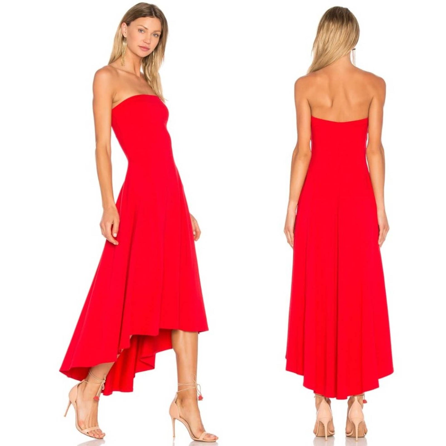 NEW Susana Monaco Strapless Hi Low Dress in Perfect Red Strapless Maxi Sundress XS