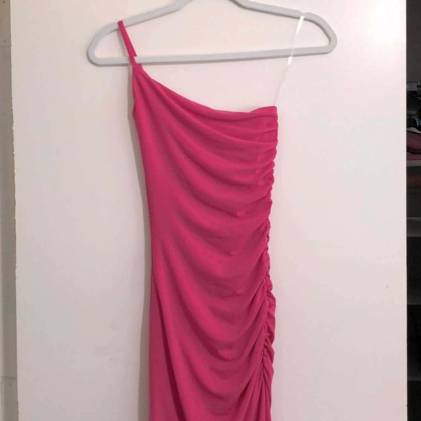 NEW Nookie Aria One Shoulder Gown in Neon Hot Pink Maxi Slit Dress XS XSmall