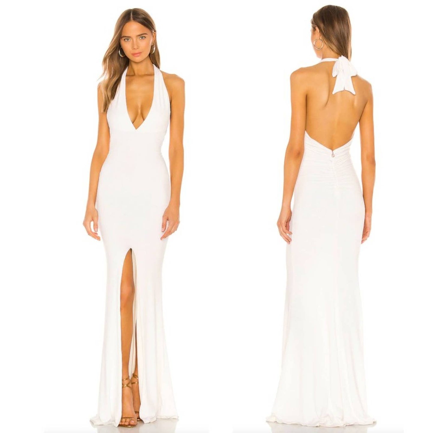 NEW Nookie REVOLVE Illegal Halter Gown White Backless Bridal Wedding Maxi Dress