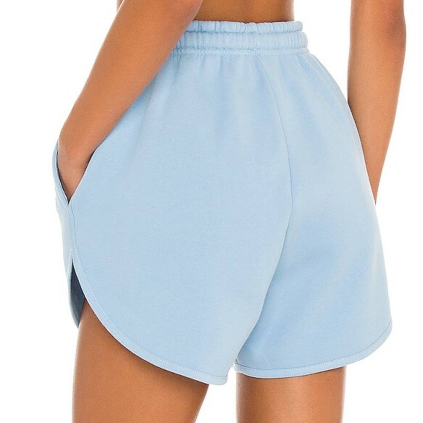 NEW FIORUCCI Velour Equipe Shorts in Pale Blue Cotton - Gym Sweat Athletic Large