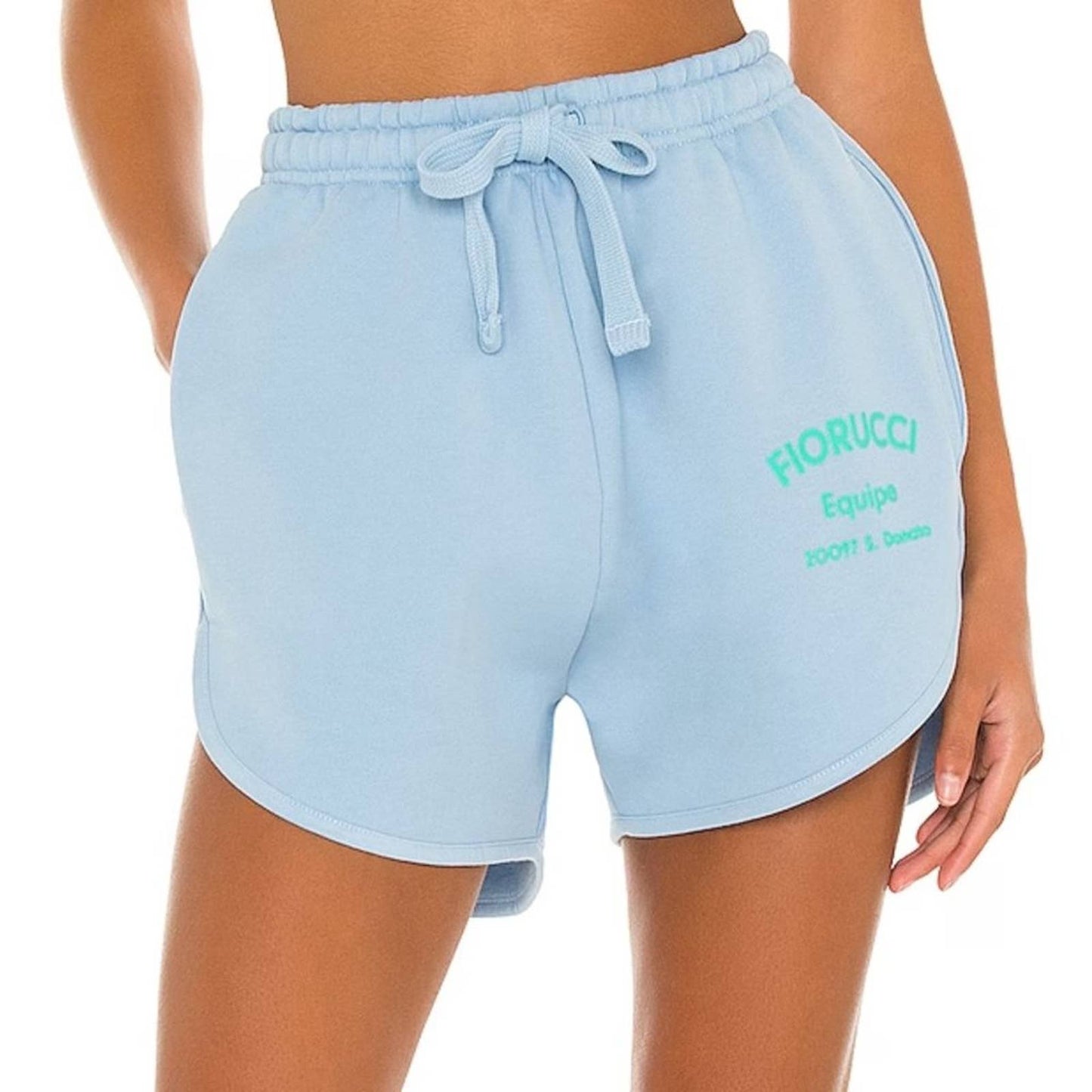 NEW FIORUCCI Velour Equipe Shorts in Pale Blue Cotton - Gym Sweat Athletic Large