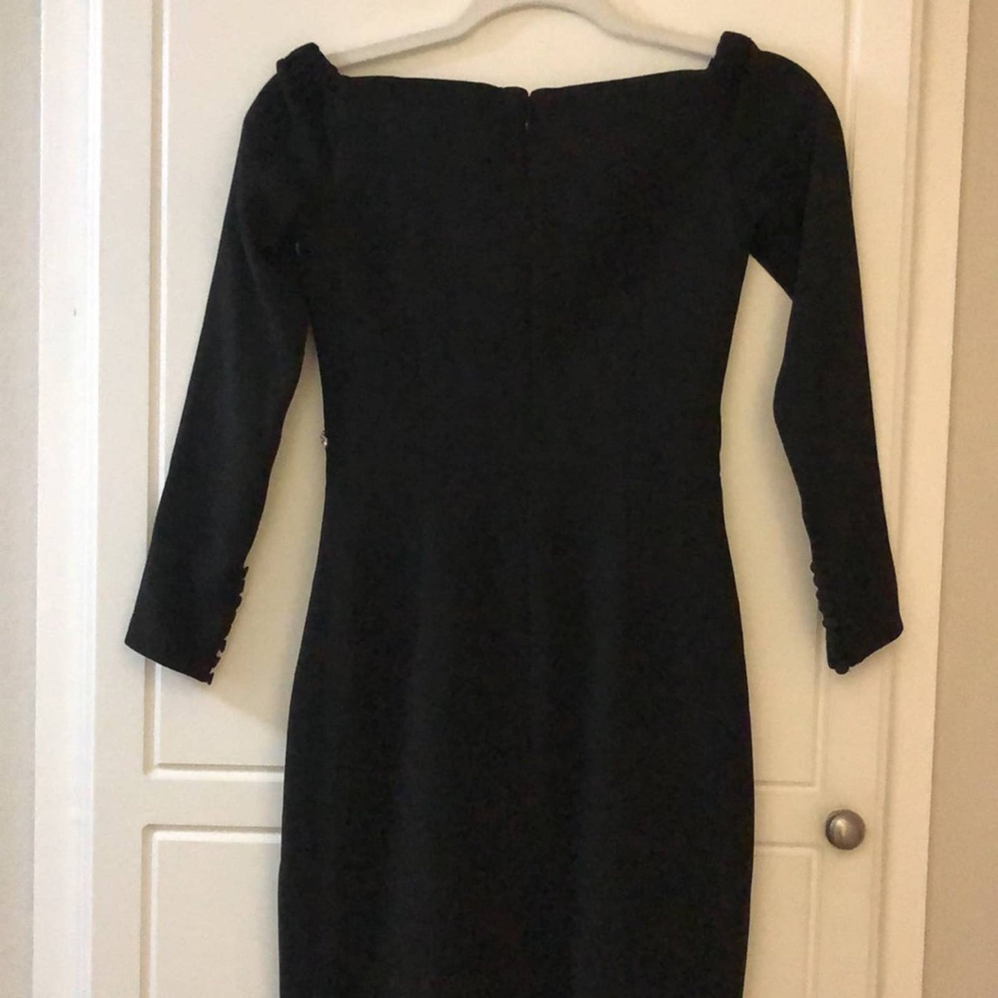 NWD self-portrait Off Shoulder Heavy Crepe Midi Dress in Black Long Sleeve 0 XS