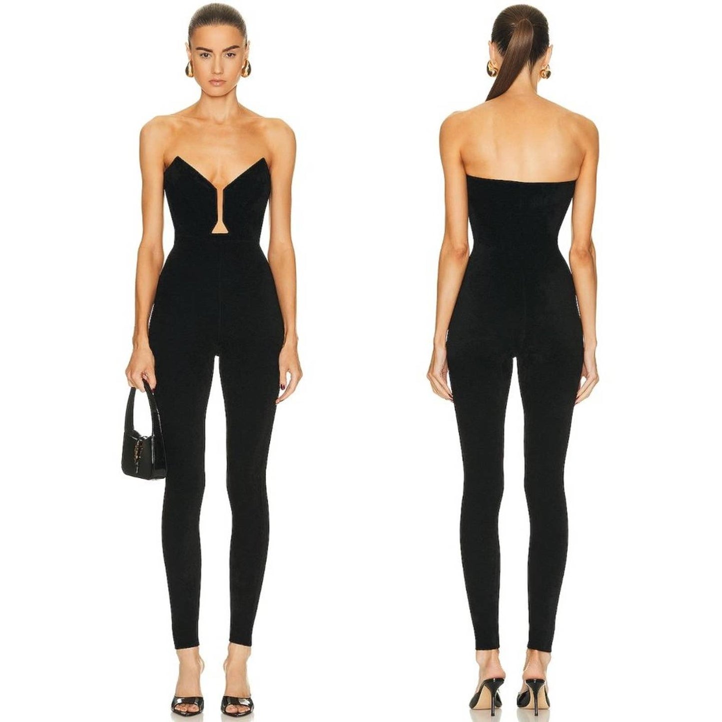 NEW Roland Mouret Cut Out Jumpsuit in Black Strapless Catsuit - UK 6 / US 2 / XS