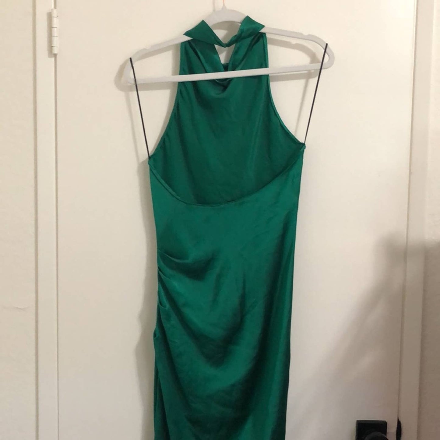 NEW Amanda Uprichard X REVOLVE Samba Gown Dark Green Silk Satin Maxi SMALL