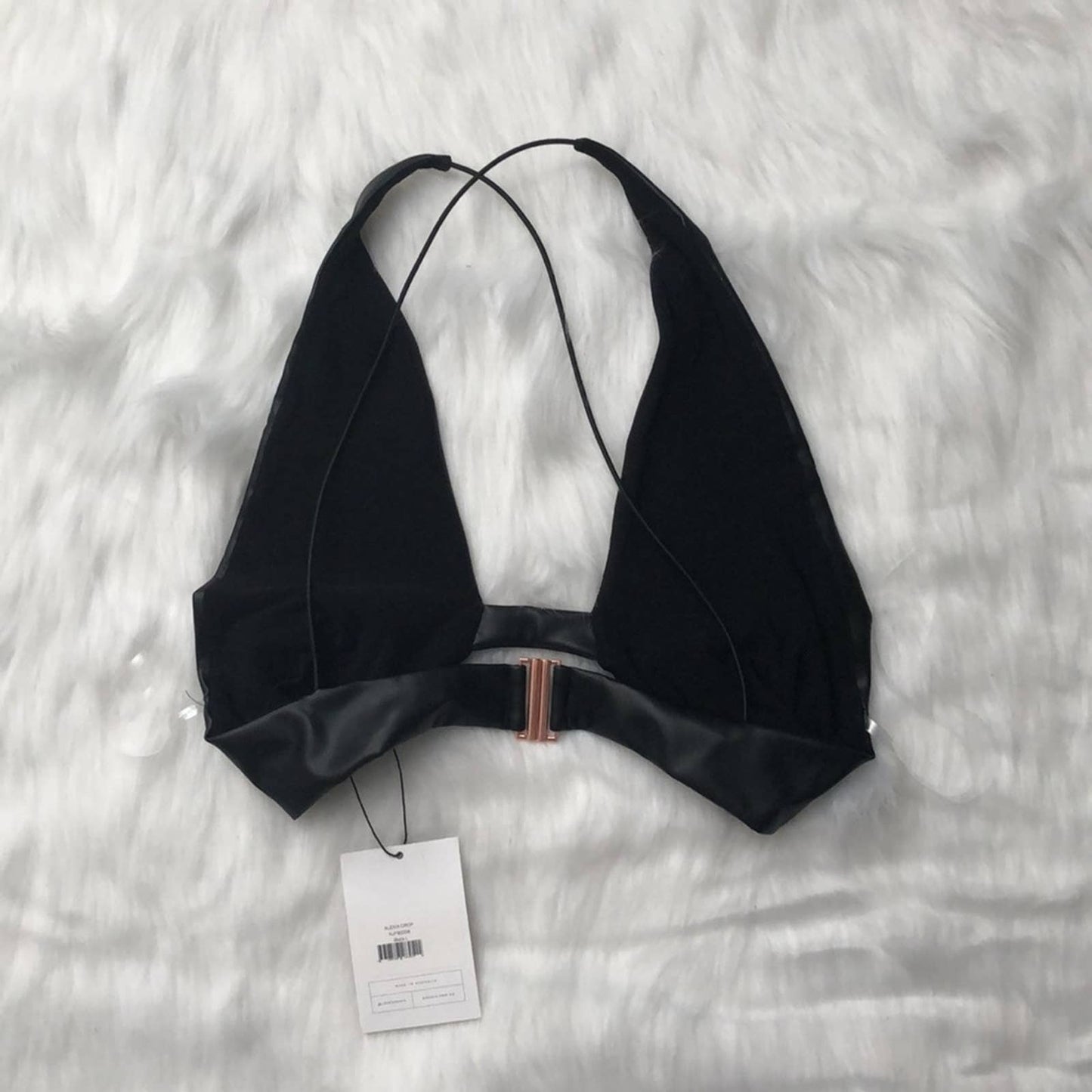 NEW Nookie Alexia Crop Top in Black Vegan Leather Large L