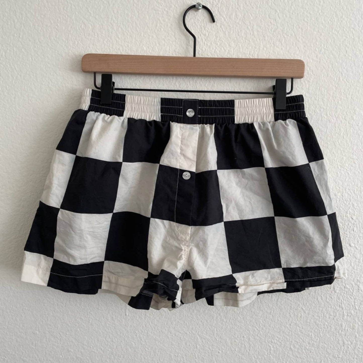 MATTHEW BRUCH Boxer Short in Black White Checkerboard Checker Cloth Fabric 4