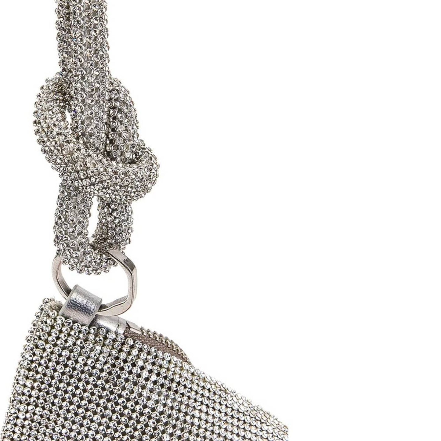 Cult Gaia Hera Mini Shoulder Bag in Clear Silver Rhinestone Mesh