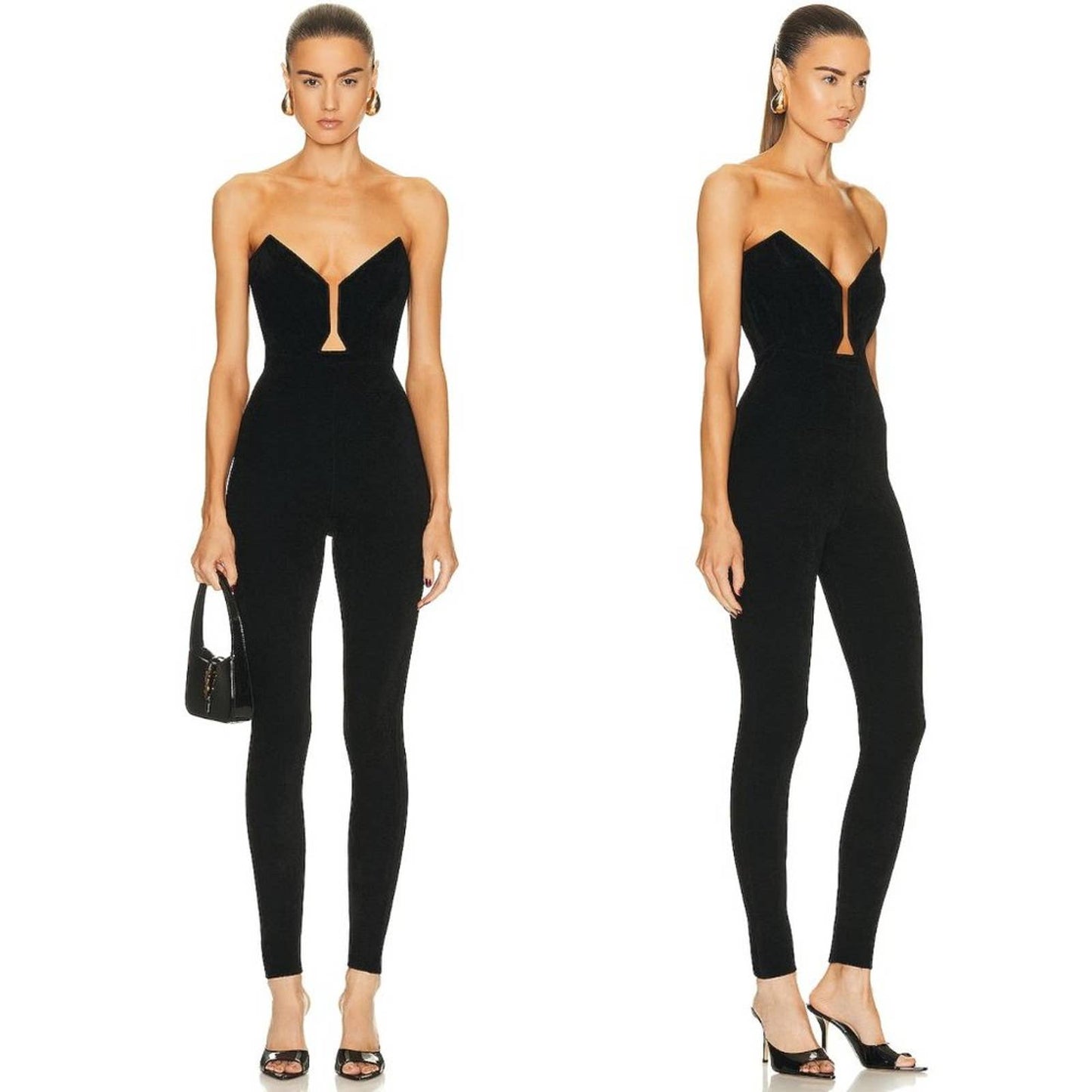 NEW Roland Mouret Cut Out Jumpsuit in Black Strapless Catsuit - UK 6 / US 2 / XS