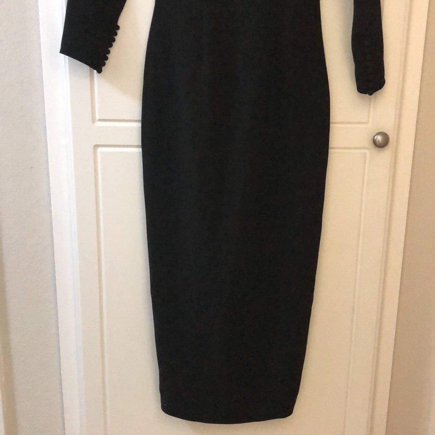 NWD self-portrait Off Shoulder Heavy Crepe Midi Dress in Black Long Sleeve 0 XS