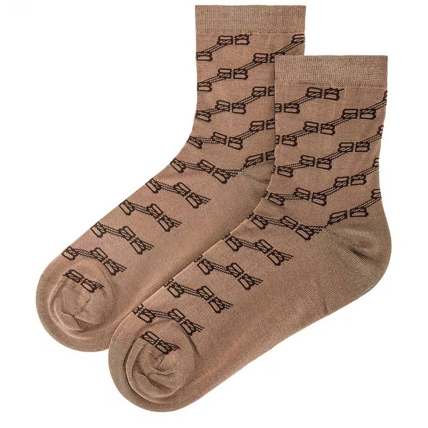 NEW Balenciaga BB Monogram Sock in Beige & Brown Black Logo