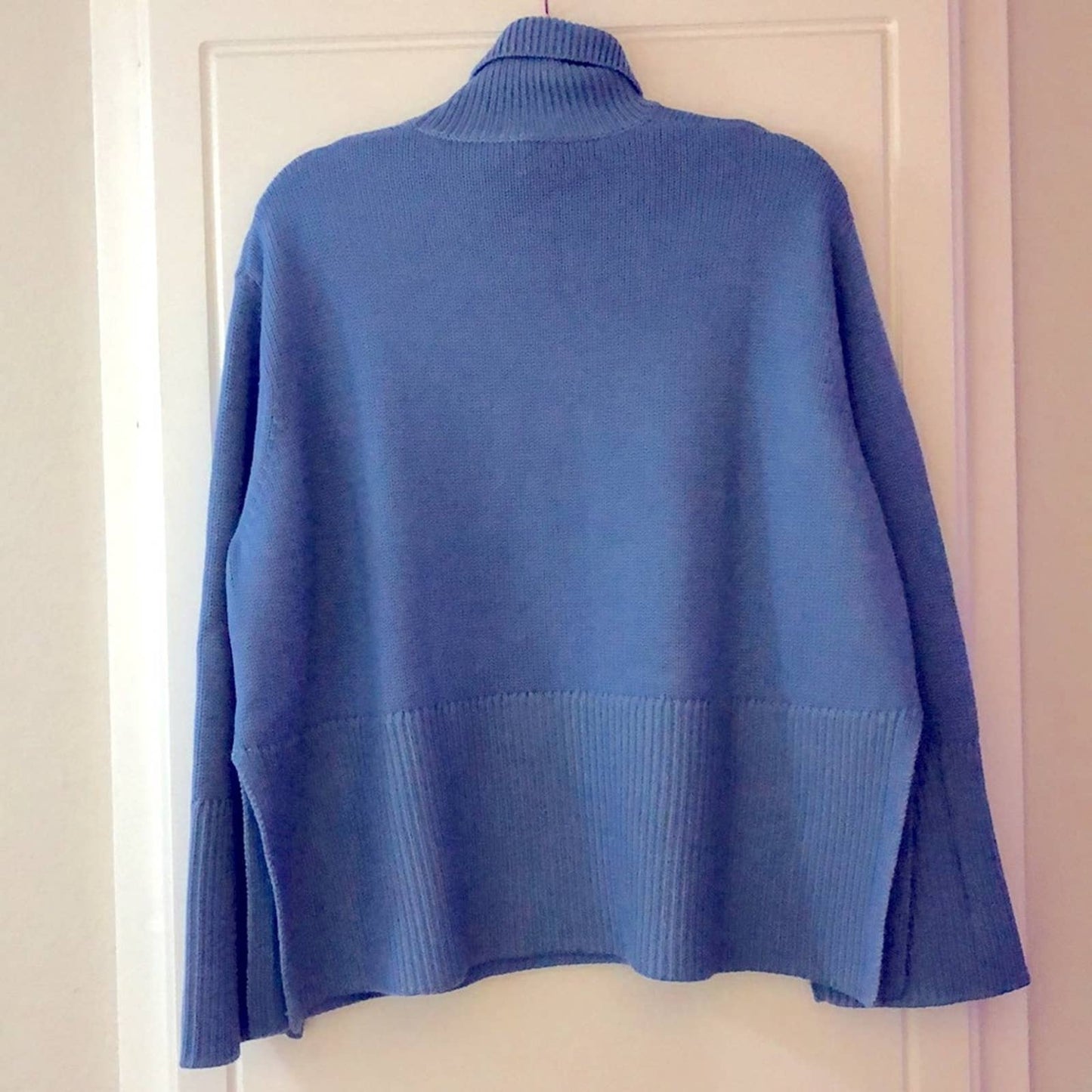 NEW Toteme Wool Cotton Turtleneck Sweater in Bolt Blue Chunky Knit XS XSmall