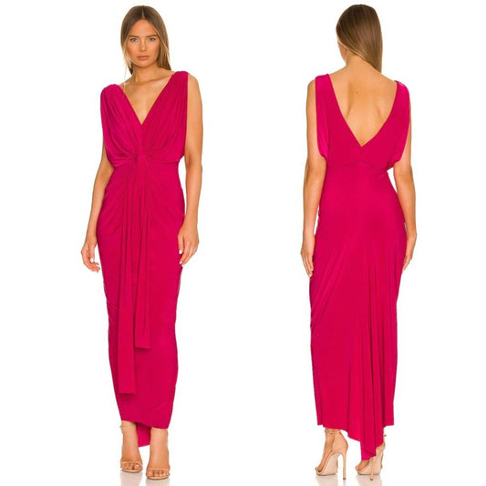 NEW MISA Los Angeles Xenia Dress in Fuchsia Pink Red Formal Maxi Gown XS