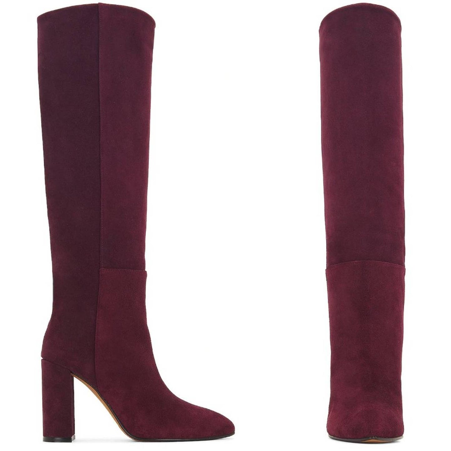 NEW TORAL Tall Leather Boot in Burgundy Dark Wine Red Suede Heeled Heel 40 / 10