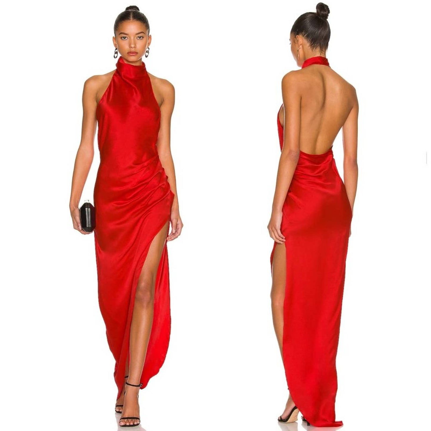 NEW Amanda Uprichard X REVOLVE Samba Gown Candy Apple Red Silk Maxi Dress MEDIUM