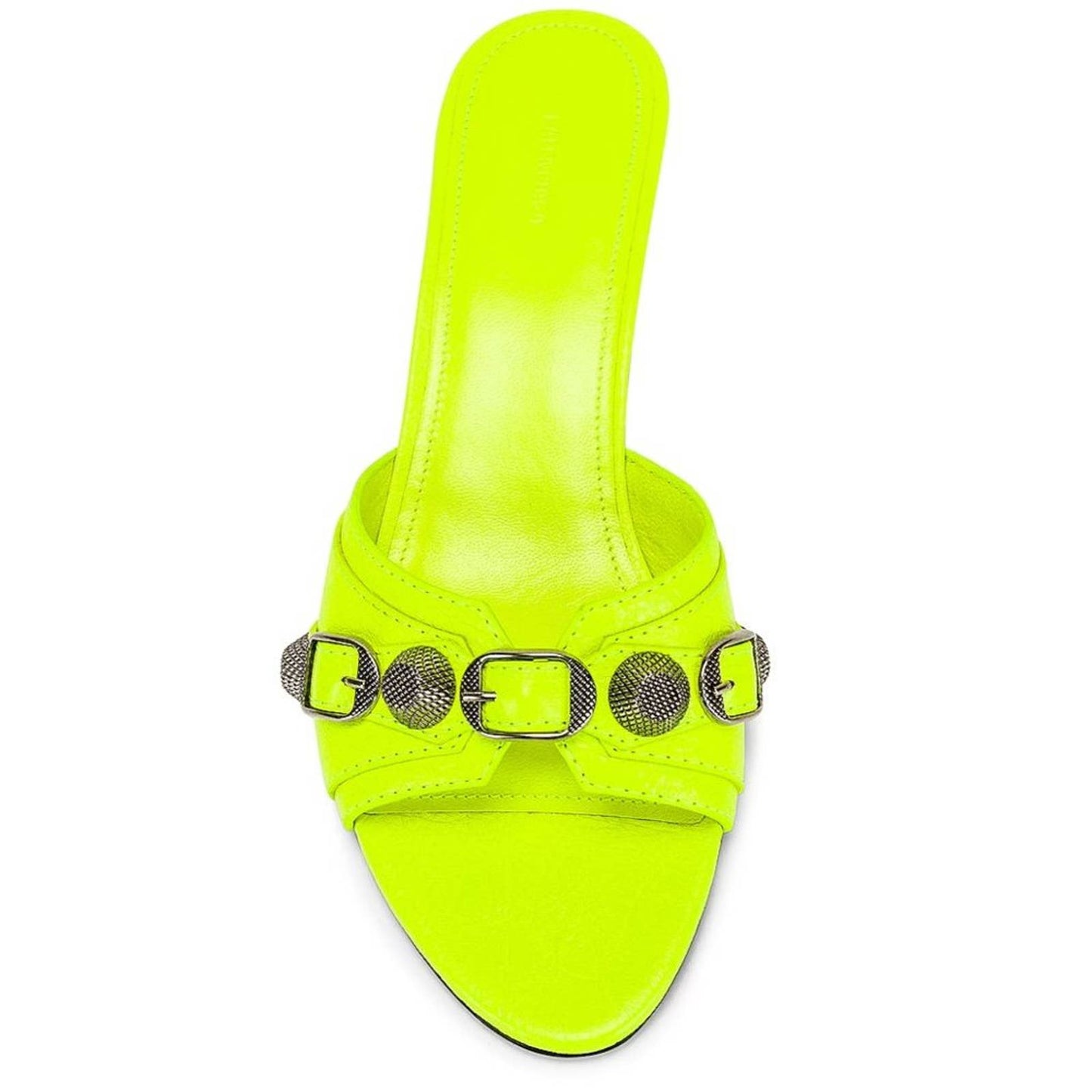 NEW Balenciaga Cagole Mules Fluo Yellow & Palladium Neon Green Sandal Heels 41