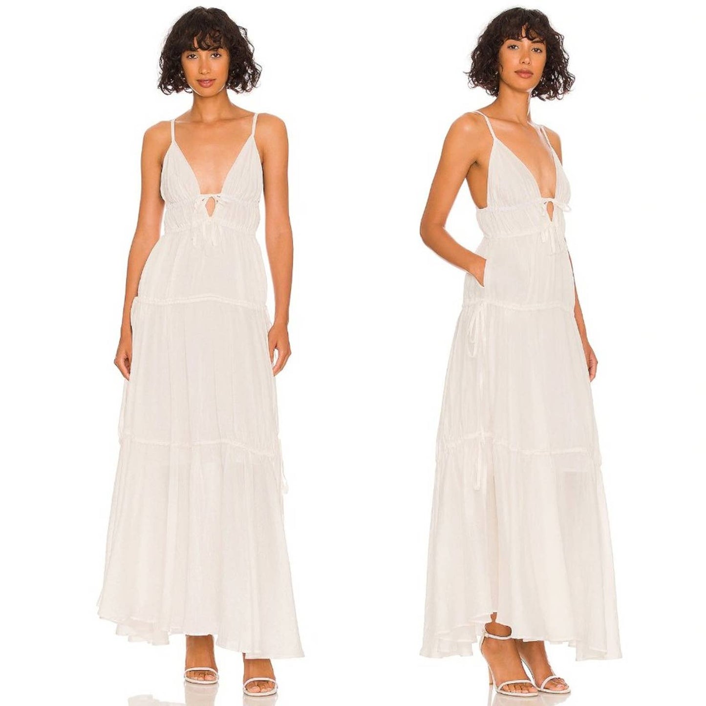 NEW Sabina Musayev Primavera Maxi Dress in White Boho Summer Vacation Gown Small