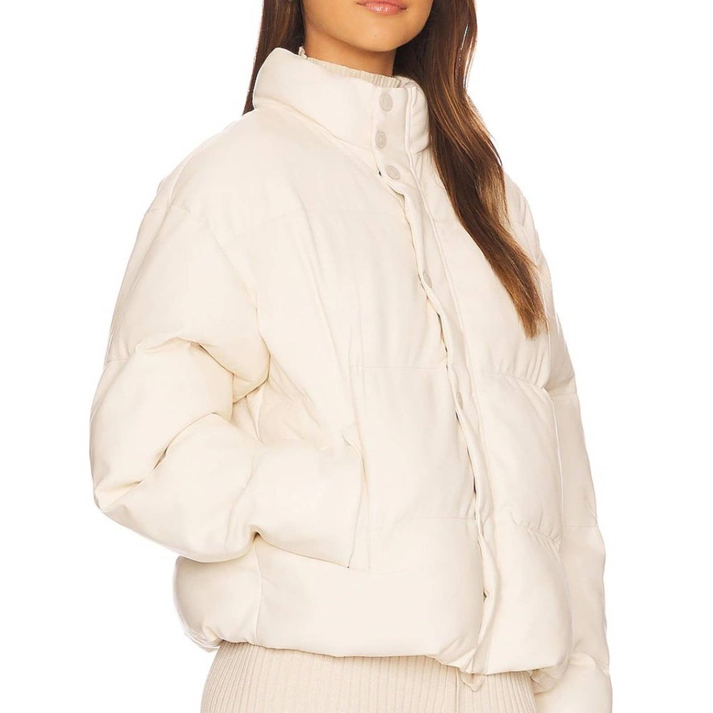 MOTHER The Drop Pillow Talk Puffer Coat Drunk In Love Cream White Jacket Small S