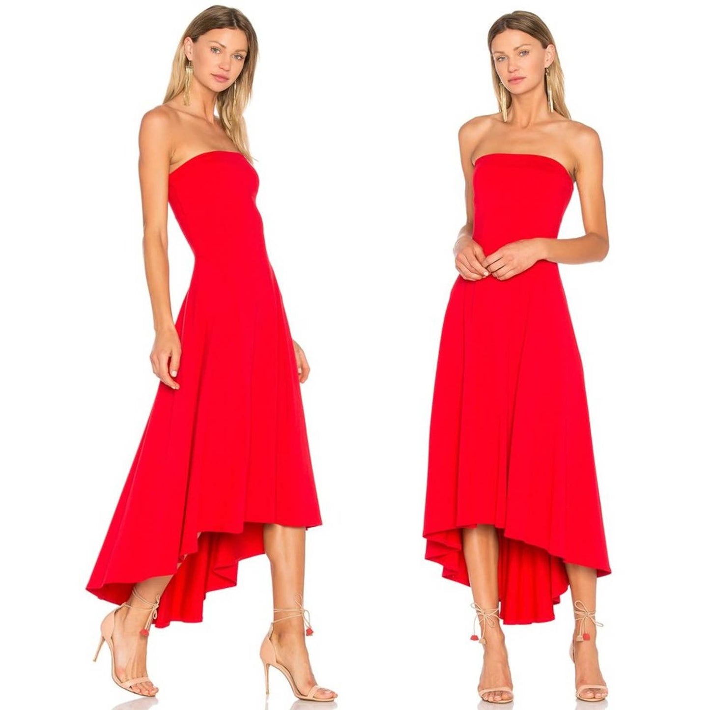 NEW Susana Monaco Strapless Hi Low Dress in Perfect Red Strapless Maxi Sundress XS