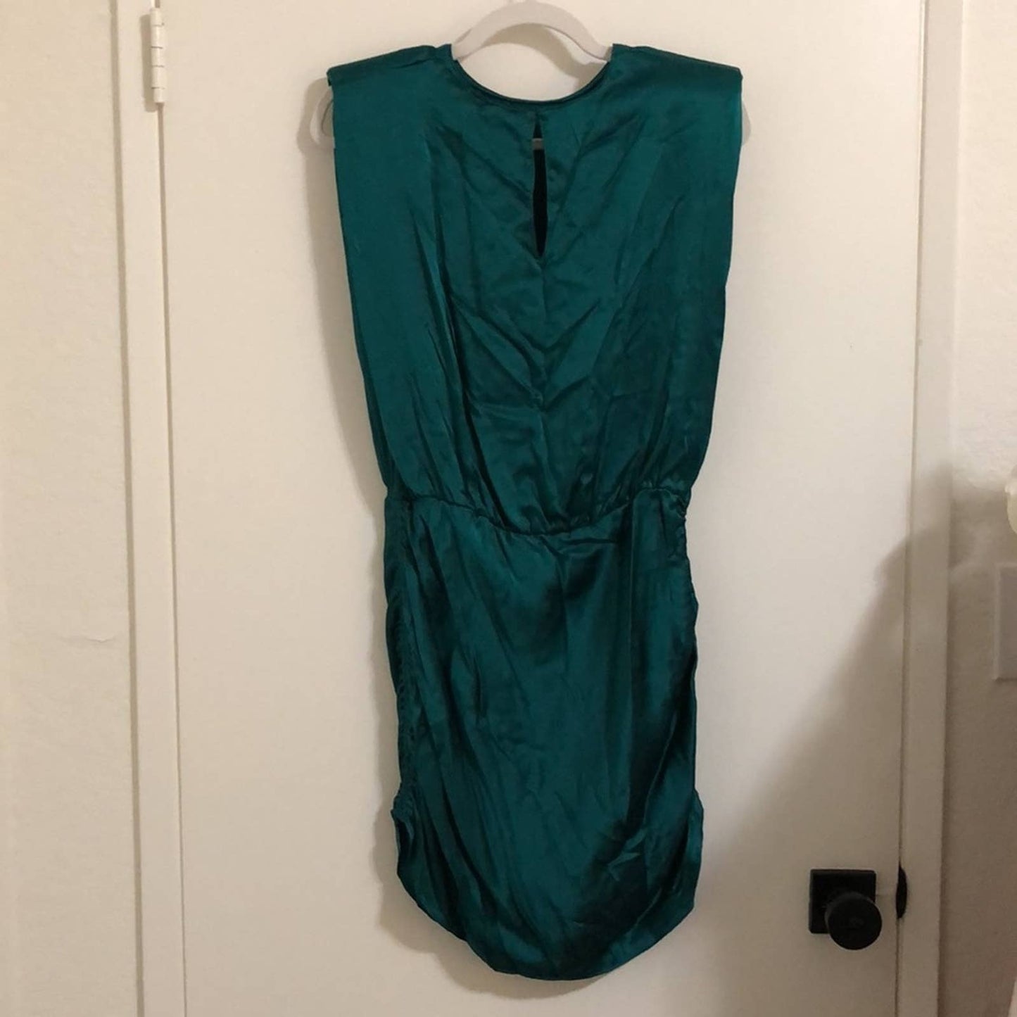 NEW Amanda Uprichard Clifton Mini Dress in Jewel Blue Green Silk Satin Large L