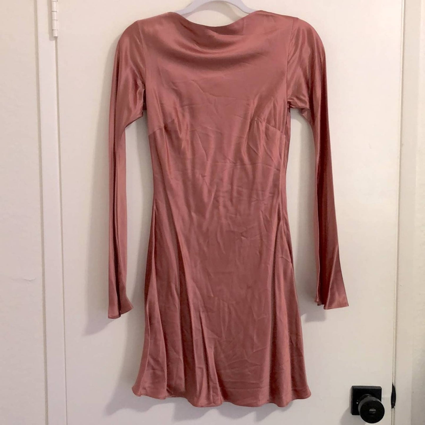 NEW Cult Gaia Milla Mini Dress in Jaipur Pink Satin Silk Long Sleeve 2 XS