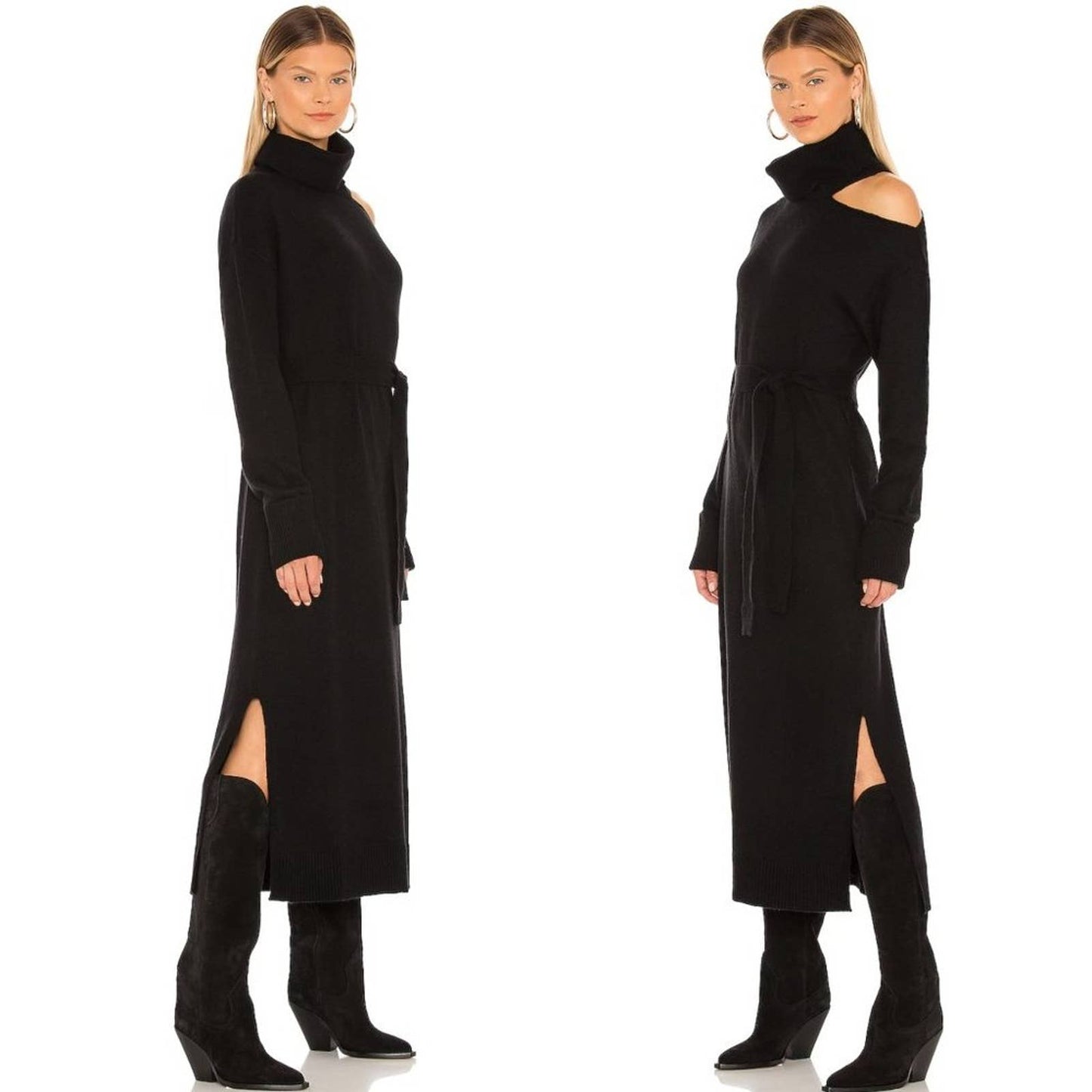 NEW PAIGE Raundi Sweater Dress in Black Wool Long Sleeve Maxi Midi Turtleneck