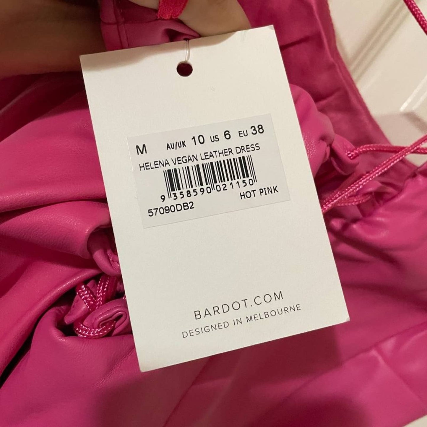 NEW Bardot Helena Faux Leather Midi Dress in Hot Pink 6 Medium