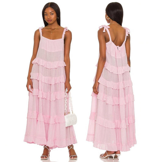 Jen's Pirate Booty Wild Horses Maxi Dress in Jibarita Baby Light Pink XS Small