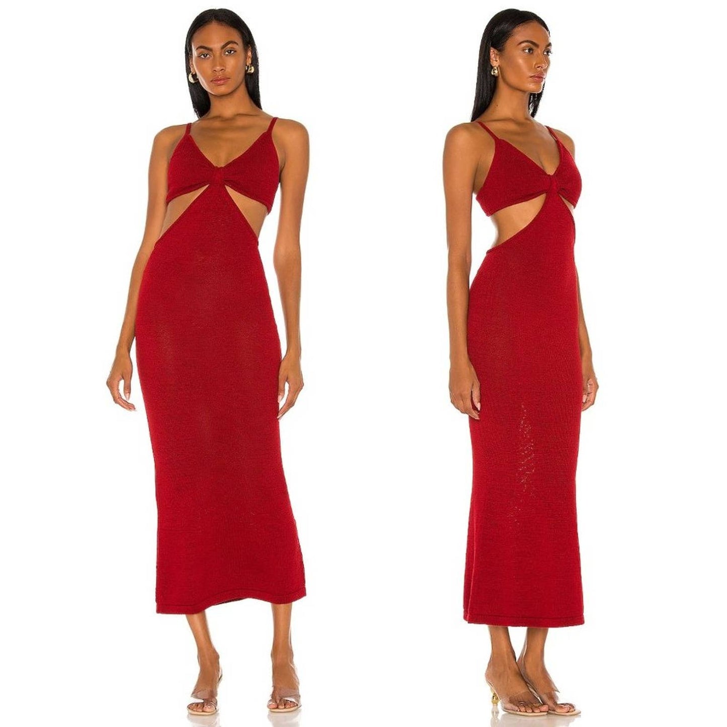 NEW Cult Gaia Serita Knit Dress in Begonia Red Midi Maxi Medium M