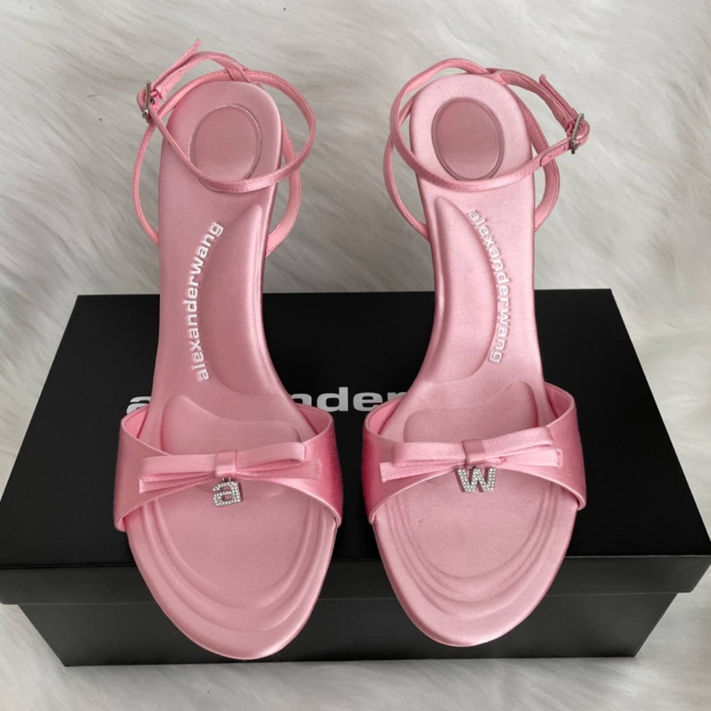 Alexander Wang Dahlia 105 Bow Heeled Sandal in Prism Pink Satin Heels 41 / 11