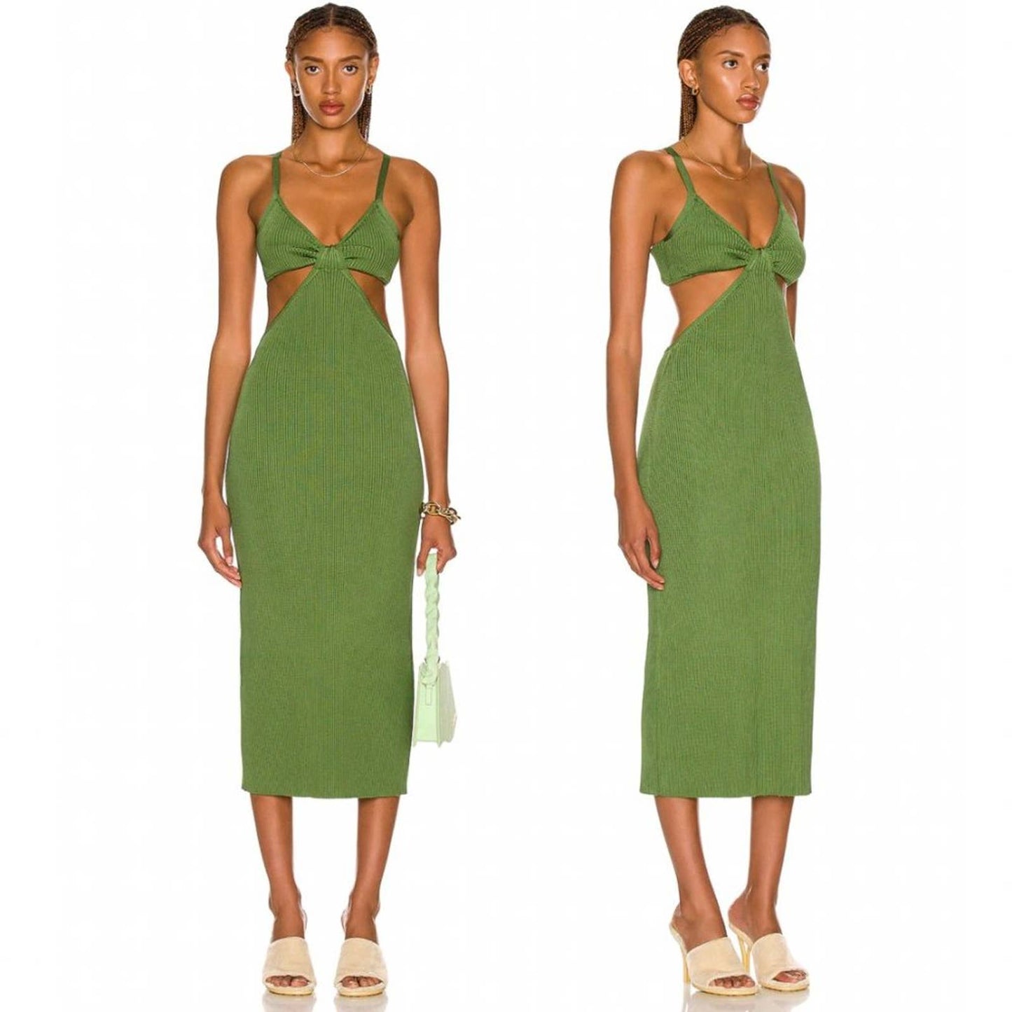 NEW Cult Gaia Serita Knit Dress in Basil Green Midi Maxi - Medium M