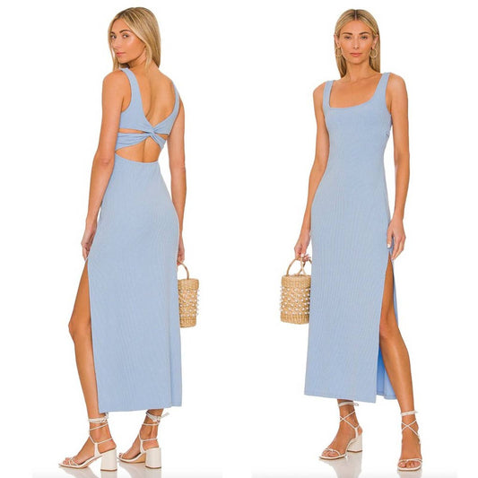 NEW L*SPACE Mara Midi Dress in Aura Light Sky Blue LSpace L Space Large Maxi