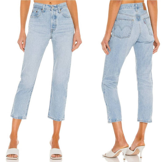 NEW LEVI'S 501 Crop Jean in Luxor RA Light Wash Blue Ankle Cropped Denim 23