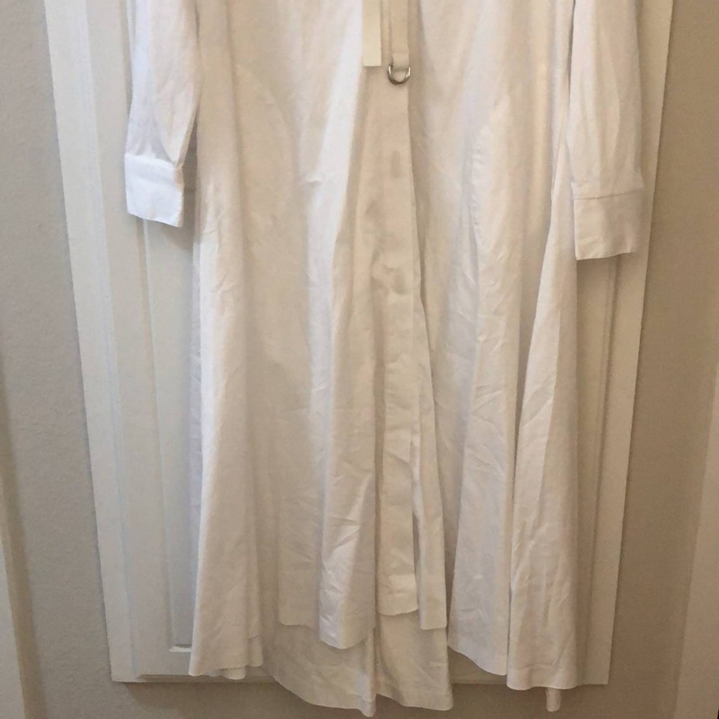 NEW Norma Kamali Boyfriend NK BF Shirt A Line Dress To Midcalf White Midi Small