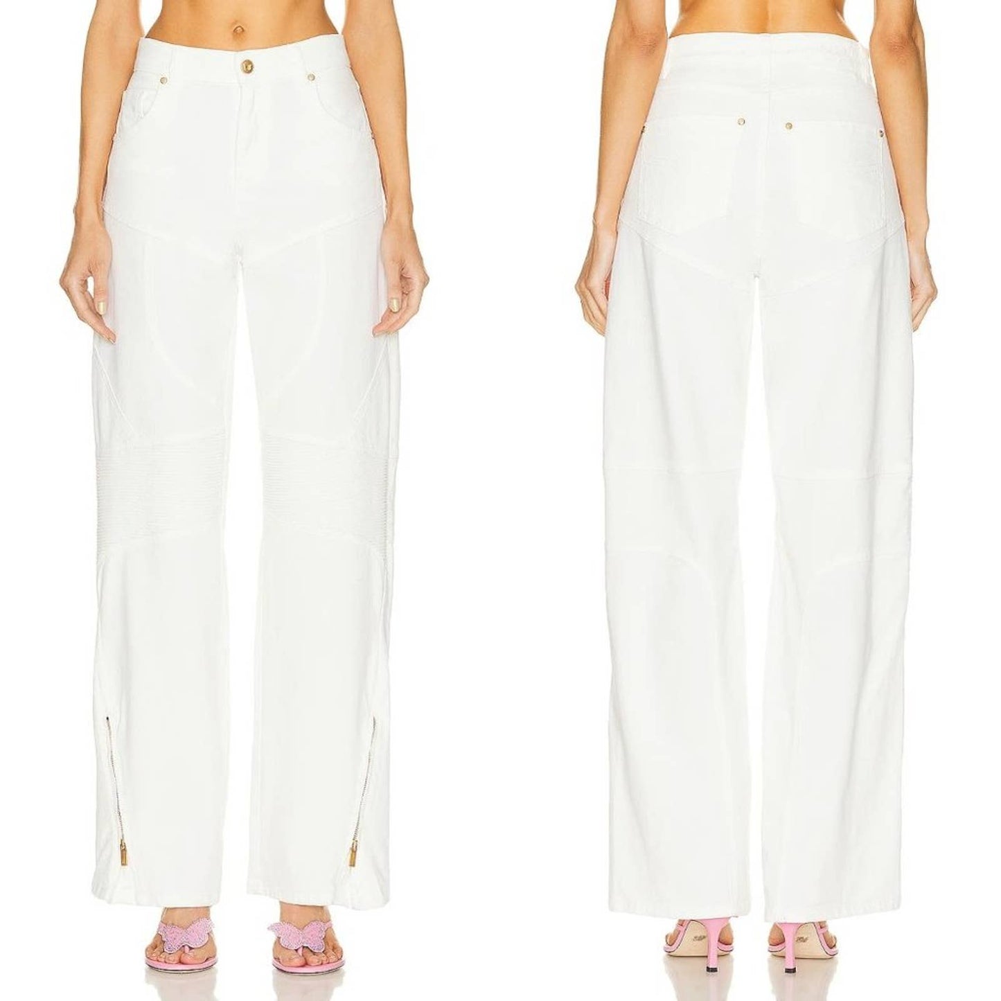 NEW Blumarine Wide Leg Jean in Bianco Naturale White Denim IT 40 / US 6